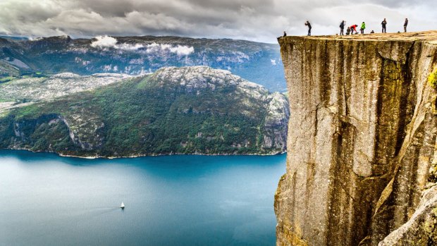 A certain bravery is required to scramble up to Pulpit Rock, named as one of the world's most spectacular viewpoints by Lonely Planet and the BBC.