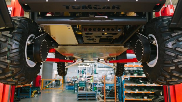 A Tomcar inside the Oakleigh, Melbourne, factory of MTM, Tomcar's manufacturing partner. 