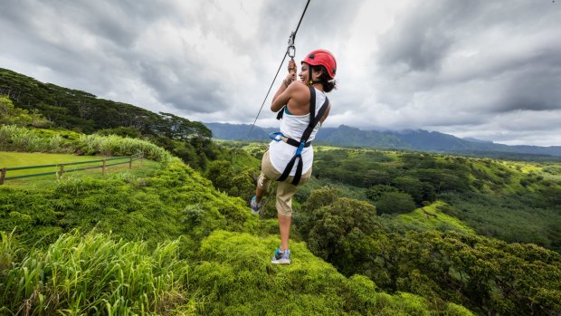 The Kualoa Private Reserve on Oahu's east coast offers a treetop zipline experience involving seven zip stations, two suspension bridges and three hiking sections. This family-owned enterprise, whose mission is to preserve and celebrate culture (while making people scream), is as educational as it is fun. On Kauai, Skyline Kauai offers an eight-line adventure, soaring across three lush valleys. See 