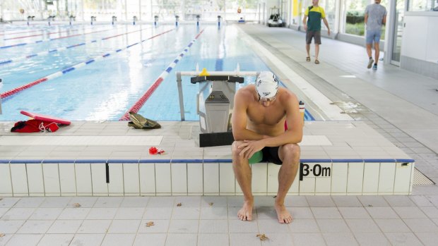 Ben Treffers training at the AIS in an attempt to secure a spot on the Australian team for the 100m Backstroke event.