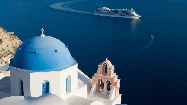Cruise Ship in Santorini, Greece 