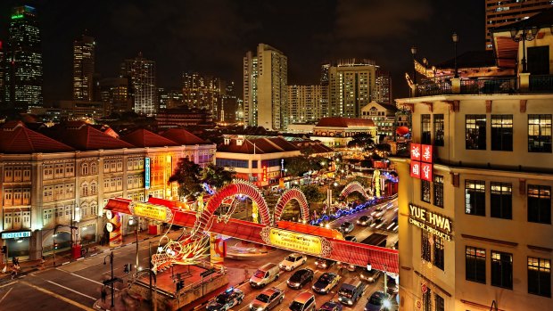 Singapore's Chinatown lit up for Chinese New Year.