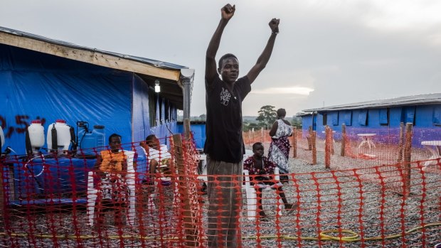 Liberian Ebola survivor George Beyan jubilant in October after learning his most recent blood test for the disease was negative.