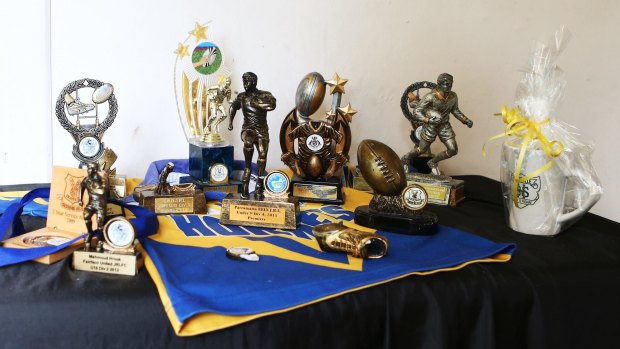 Mahmoud Hrouk's sporting trophies.