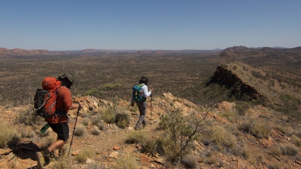 The Larapinta Trail, completed in 2002, winds 223 kilometres across the Tjoritja/Western MacDonnell Ranges National Park.