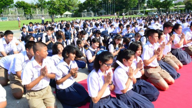 Students of the Narinukun International school in north-eastern Thailand. 