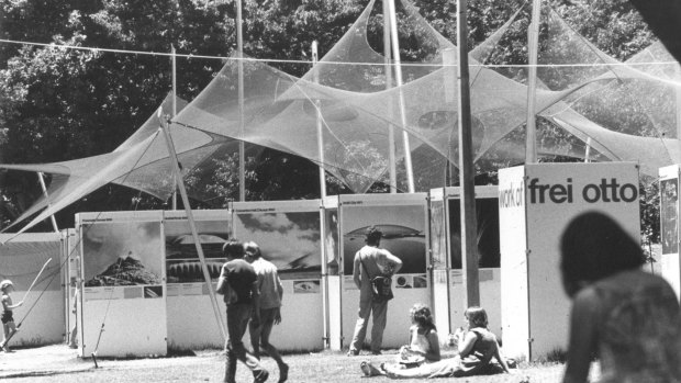 Frei Otto's pavilion at the Prater Exhibition, in Hyde Park, Sydney, in 1979.