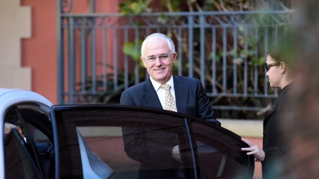 Prime Minister Malcolm Turnbull leaves his Point Piper home on Wednesday morning.