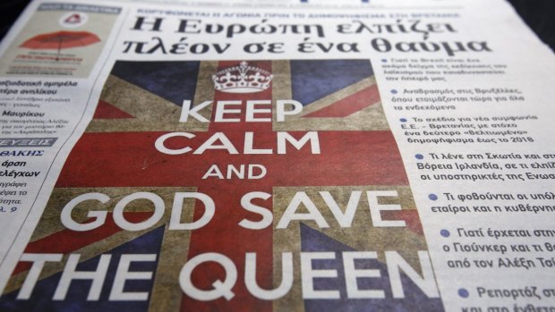 A Greek newspaper with the cover headline of "Europe Hopes For A Miracle" in reference to the referendum in Britain over whether to remain in the European Union.