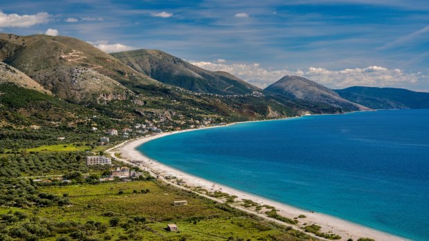 The villages of Qazim Pali and Piqeras near Saranda (Sarande) on the  Albanian Riviera.