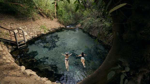 Natural thermal springs on the banks of the Katherine River, NT.