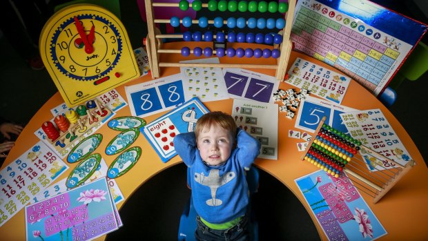 Three-year-old maths student George is training his brain with a Japanese teaching method.