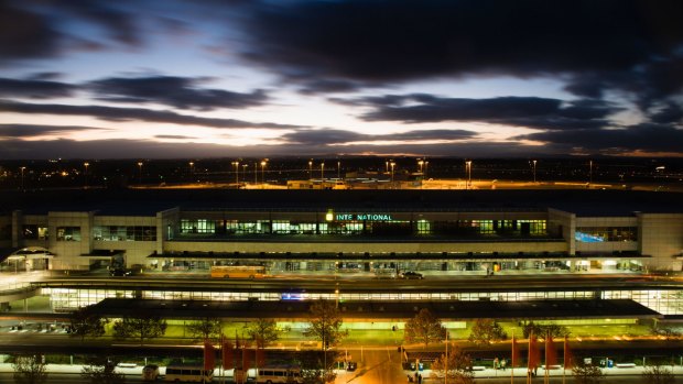 Melbourne Airport at night.
