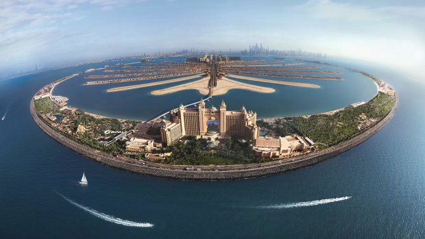 The Atlantis, the Palm is located on Palm Jumeirah, Dubai's artificial, none-too-subtle island that is shaped like a palm tree. 