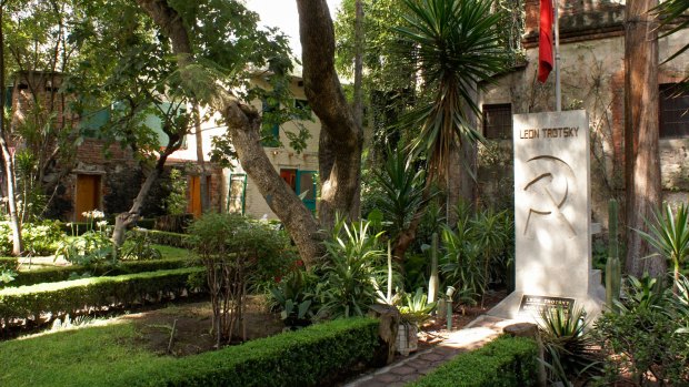 The tomb of Leon Trotsky and Natalia Sedova in the garden.