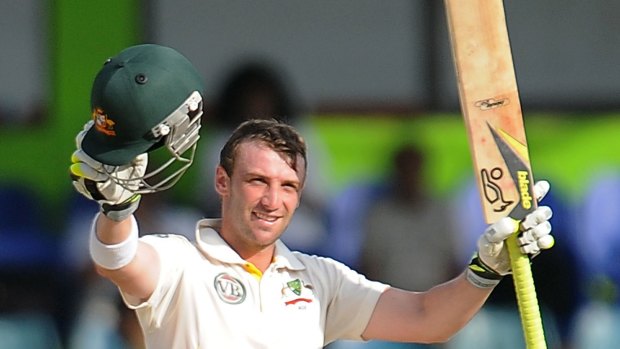 Phillip Hughes batting for Australia in 2011.