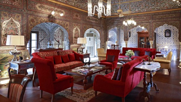 A lounge at Samode Haveli in Jaipur.
