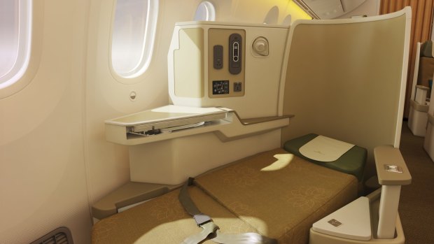 Business class on board the Vietnam Airlines Dreamliner.
