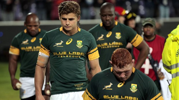 Dejected: The Springboks have suffered one of their worst losses against Italy.