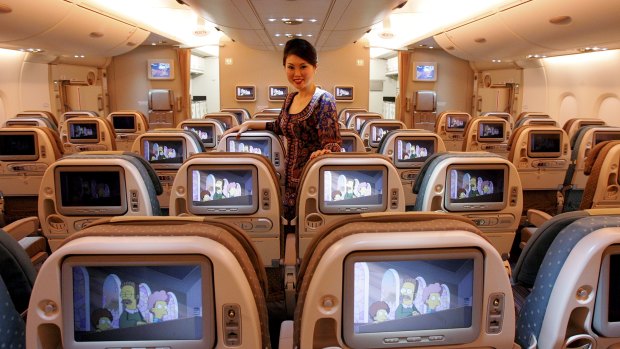 Economy seats on Singapore Airline's A380.