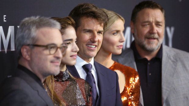 Alex Kurtman, Sofia Boutella, Tom Cruise, Annabelle Wallis and Russell Crowe at The Mummy's Sydney premiere in May.