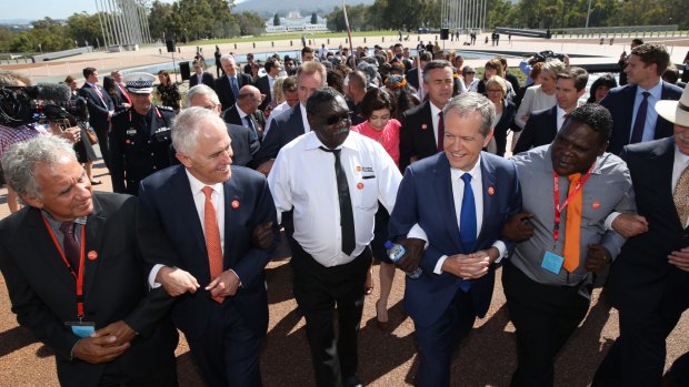Prime Minister Malcolm Turnbull and Opposition Leader Bill Shorten came together last month to link arms in support of ending family violence in Indigenous communities.