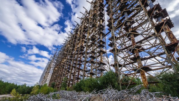 Former military Duga radar system in Chernobyl Exclusion Zone, Ukraine.