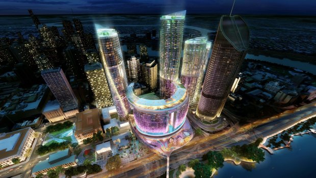 An artist impression of the Queens Wharf development in Brisbane.