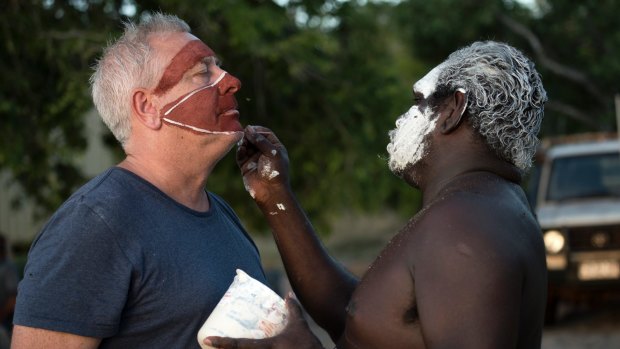 Ian "Dicko" Dickson with Timmy "Djawa" Burarrwanga in East Arnhem Land.