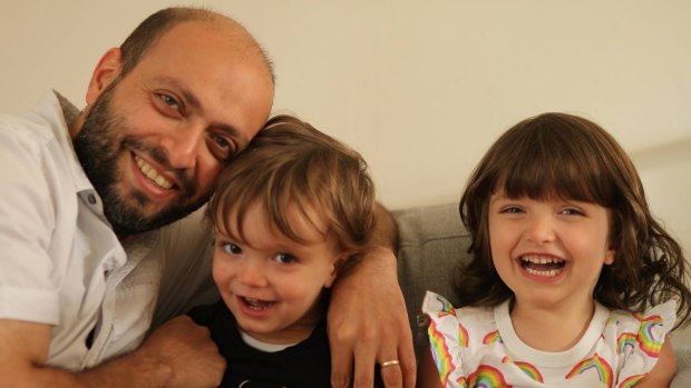 Netherlands-based Iranian filmmaker Arash Kamali Sarvestani with his two children.