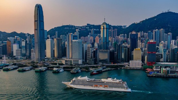 Viking Sun in Hong Kong. Viking's longest cruise is 138 days from Fort Lauderdale in Florida to Greenwich (London).
