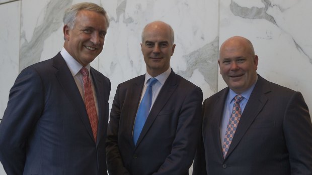 Unfazed: (left to right) Clydesdale Bank chief executive David Duffy, NAB chief financial officer Craig Drummond, and Clydesdale Bank CFO Ian Smith.