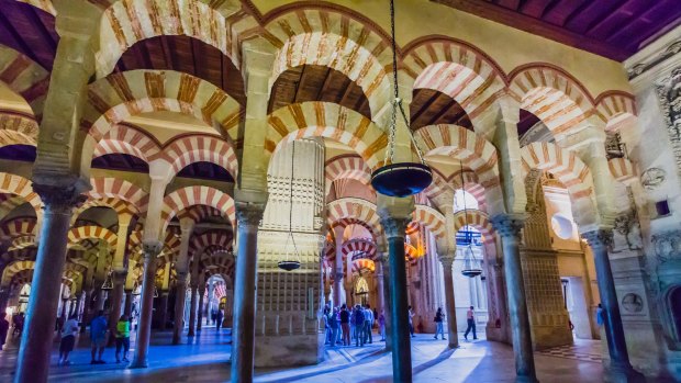 The interior of the Mosque-Cathedral of Cordoba.