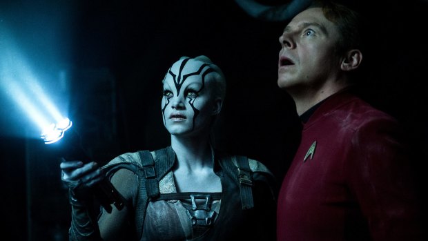 Beam me up: Sofia Boutella as Jaylah and Simon Pegg as Scotty in <i>Star Trek Beyond.</i>