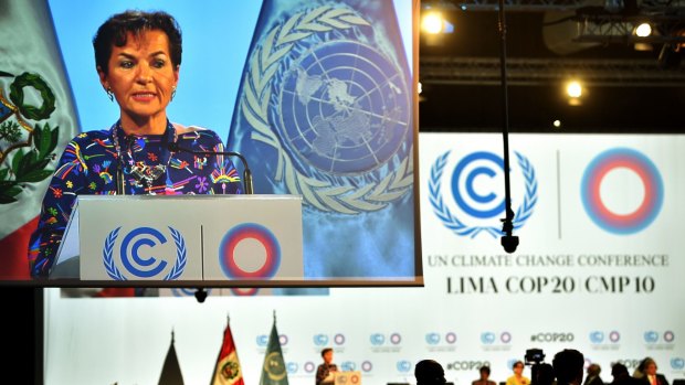 UNFCCC executive secretary Christiana Figueres addresses the public during the opening ceremony of the Lima talks.