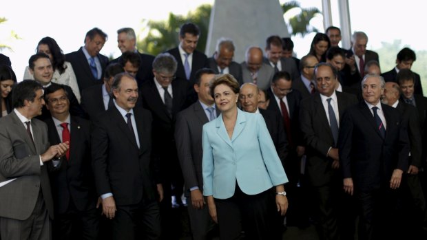 Brazil's President Dilma Rousseff (centre) attends a meeting with state governors at Alvorada Palace in Brasilia last week.