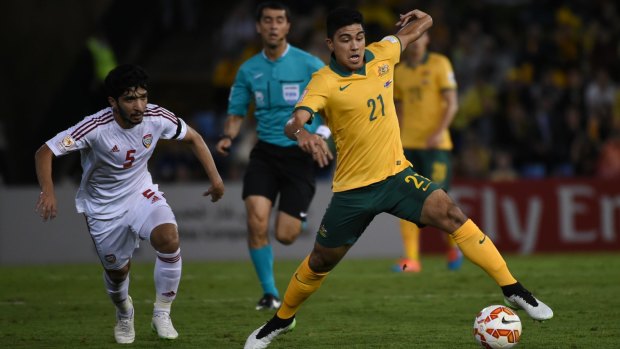 Massimo Luongo in action for the Socceroos.