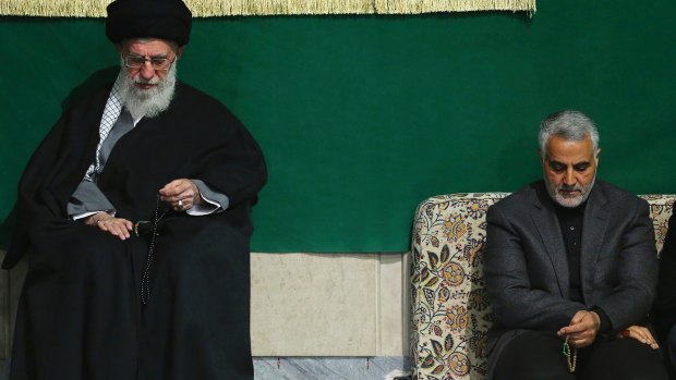 Iran's Supreme Leader Ali Khamenei, left,   with Quds Force commander General Qasem Suleimani.