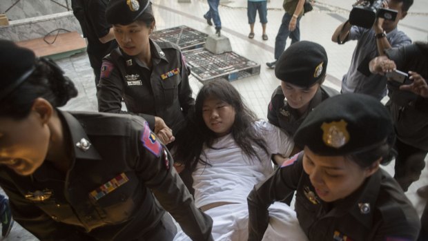 Thai police arrested several anti junta activists during an illegal pro democracy demonstration on Friday.