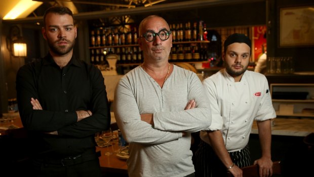 Restaurant owner Tony Cannata , with 457 Visa employees Luigi Conticelli (left) and Nicola Chiocca (right).