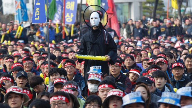 South Korean protesters call for President Park Geun-hye to step down.