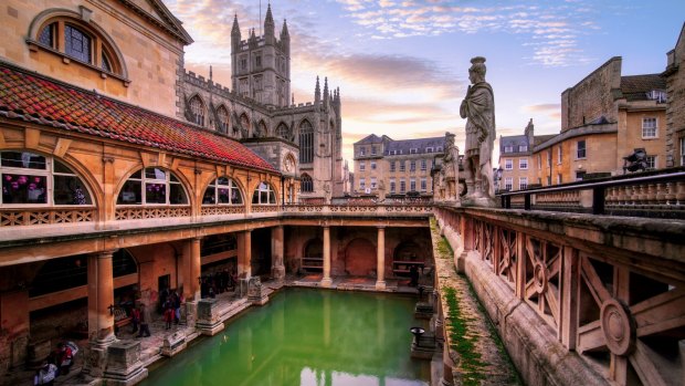 Bath Abbey as viewed from the Roman Baths.