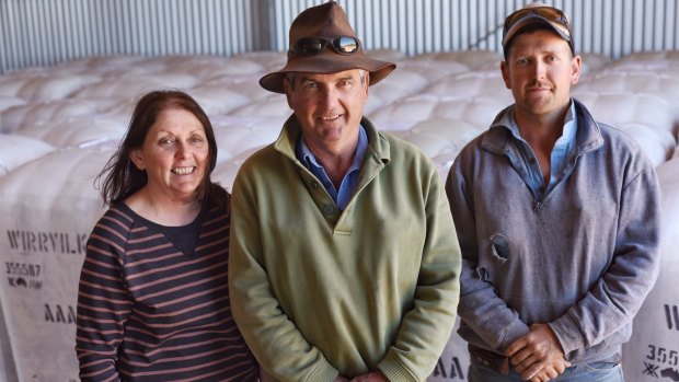 Mary, Tony and their son Nic Hilder from Wirryilka Station near Menindee. They are fourth and fifth generation wool growers. 