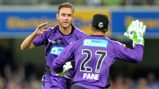Long night: Stuart Broad took an early wicket, but it was not to be for Hobart.
