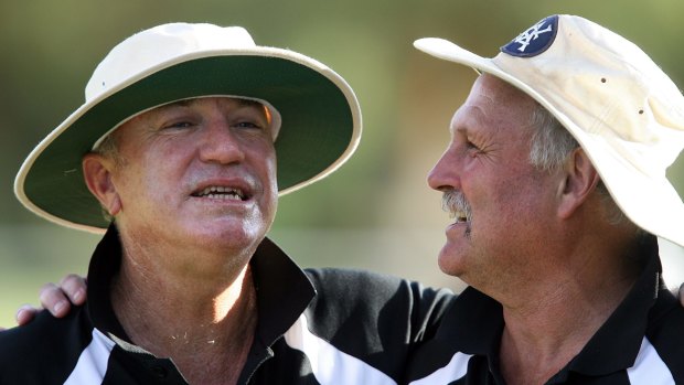 Spin twins: Greg Matthews and Ray Bright during a Masters Tour match in the Barossa Valley in 2008.