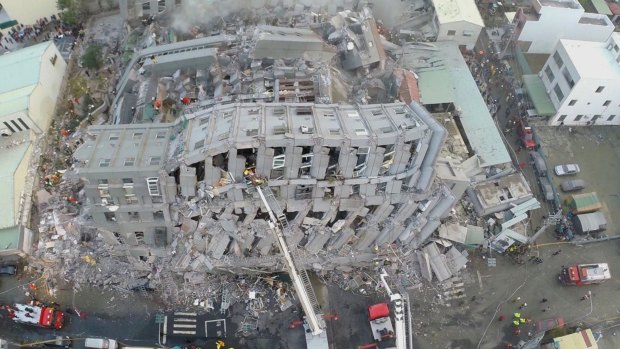 The scene of the catastrophe. The government has already pledged an investigation into whether the building met Taiwan's strict construction standards.