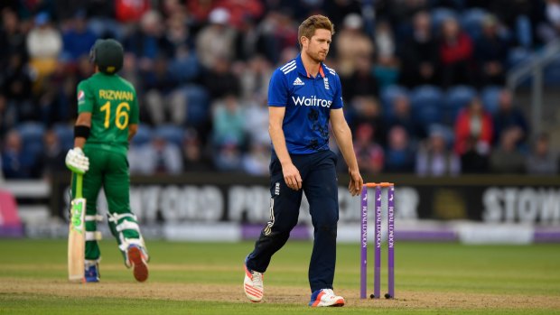 Tough day: Liam Dawson had a debut to forget for England in the fifth ODI.