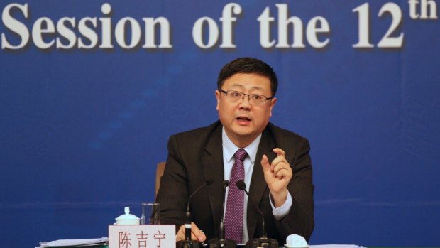 Chinese minister of environment protection, Chen Jining on Saturday at a press conference at the National People's Congress.

