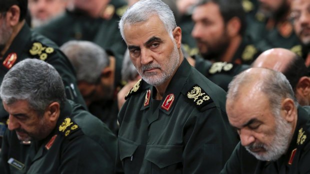 Revolutionary Guard General Qassem Soleimani, centre, suggested the kingdom's deputy crown prince is so "impatient" he may kill his own father to take the throne.
