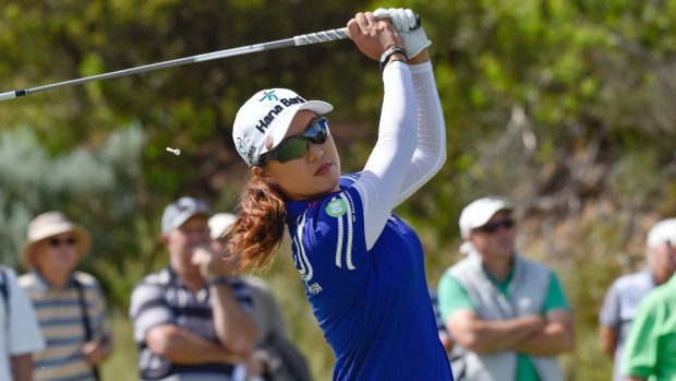 Australian No.1 Minjee Lee has claimed a comfortable lead midway through Day 2 of the Oates Vic Open finishing nine-under-par.